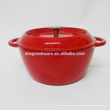 Nouveau design pour wok à soupe en fonte avec revêtement en émail rouge / cocotte / cocotte / batterie de cuisine